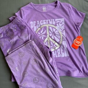 Wonder Nation Purple Peace Sign Pajama Set